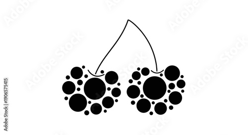 Abstract Cherry Icon with Circles Pattern on White Background