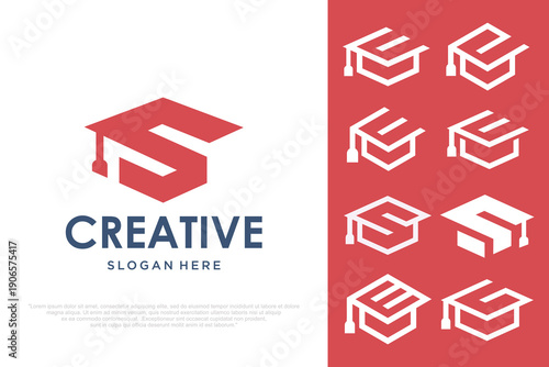 Graduation Cap Letter S Logo . vector illustration