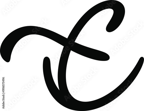 Elegant black cursive letter F or X ligature stylized as a flowing calligraphic monogram overlaying a white background for.
