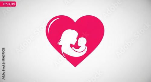 Mother and baby in heart symbol love and care concept heartwarming family illustration tender moment