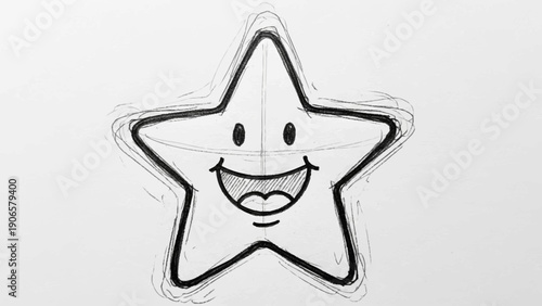 Wallpaper Mural Happy Star Drawing with Smiling Face and Outlined Shape. Torontodigital.ca
