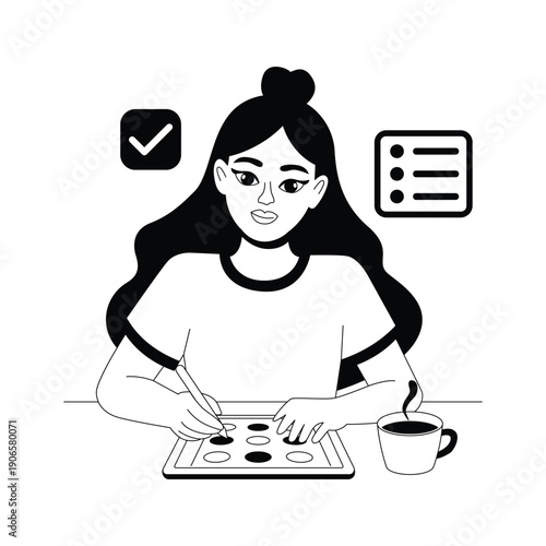 An editable glyph illustration of ui ux designer creating wireframes