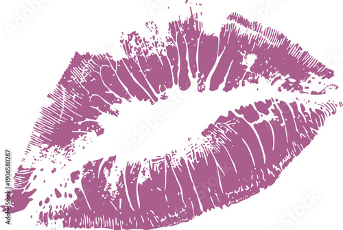 Pink lipstick kiss print isolated on white background. Glamorous lip mark illustration for beauty, fashion, and romantic designs. Perfect for cosmetics branding, love themes, and stylish graphics.