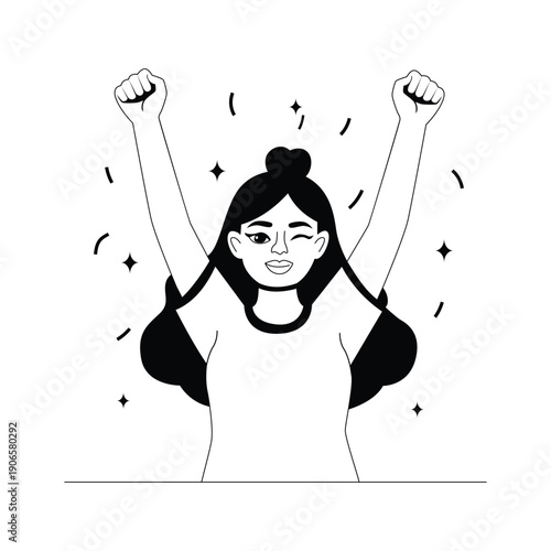 A creatively crafted glyph illustration of successful project deployment celebration