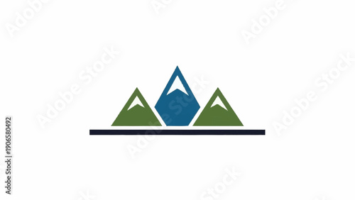 Minimalist mountain range logo design with three peaks and a solid base line.