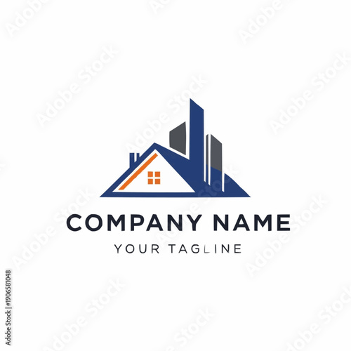 Wallpaper Mural Modern Real Estate Company Logo Design with Buildings and House. Torontodigital.ca