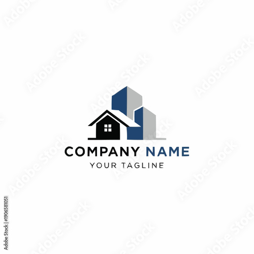 Wallpaper Mural Modern Real Estate Company Logo Design with House and Buildings. Torontodigital.ca