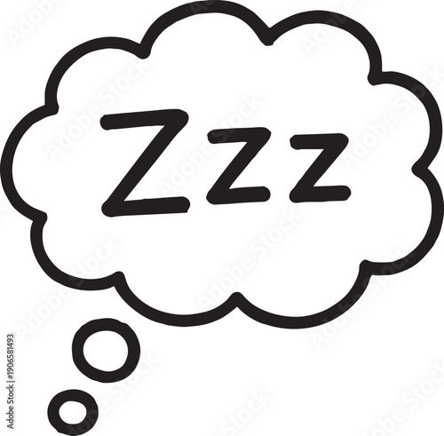 Simple oval speech balloon with sleeping zzz text for comic book dialogue vector doodle