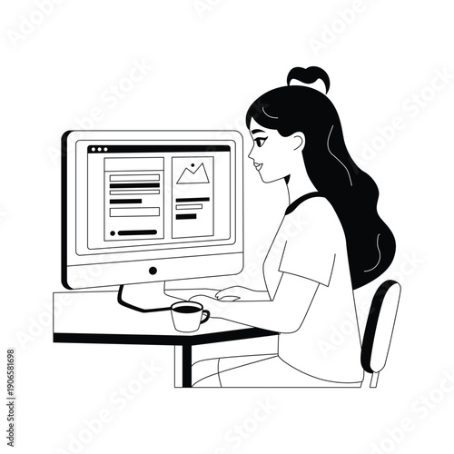 A captivating glyph illustration of website layout and interface design