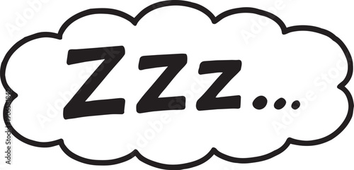 Elongated hand drawn speech balloon with zzz text for tired and sleepy expression vector