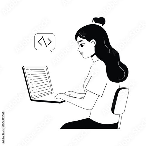 Check out this creative glyph illustration of programmer working in code editor