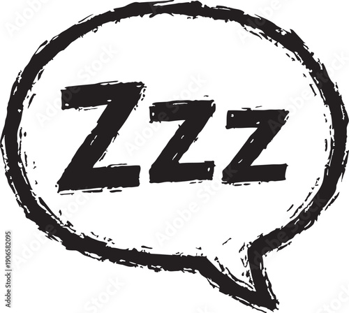 Bold thick line oval speech bubble with zzz symbol for insomnia or rest vector