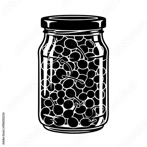Preserved Alcaparras Jar Black Silhouette Graphic Element