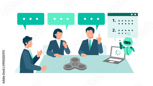 Innovative speech recognition device solving meeting transcription tasks, representing business innovation, automation, and next generation workflow concepts