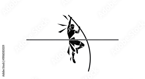 Pole Vault Athlete Silhouette - Abstract Geometric Design