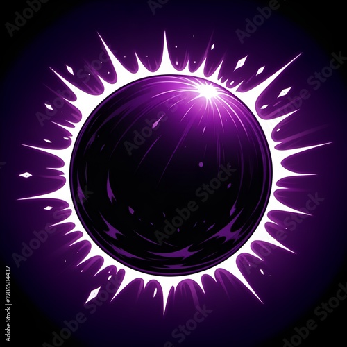 Dynamic purple energy ball emits vibrant light, perfect for science fiction or fantasy designs with powerful, mysterious, or even magical themes