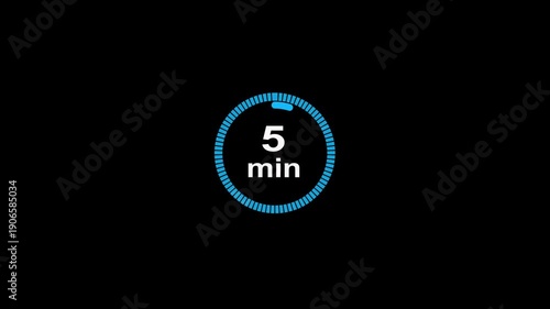 10 minute circle clock icon animation, circular arrow with 10 minute text animation. Digital and analog clock 10 minutes reminder 4k video motion graphic.