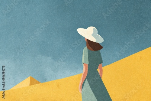 A woman walking through the desert
