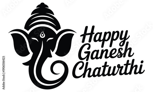 Stylized Indian deity Ganesha celebrating Ganesh Chaturthi festival with celebratory 