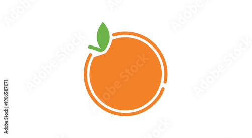 Simple Orange Icon with Leaf - Fresh Citrus Fruit Logo