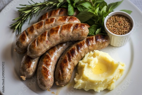 food photograph showcasing perfectly grilled sausages
