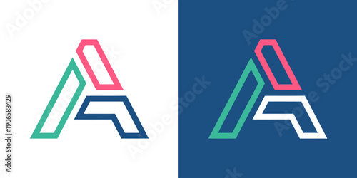 Letter A logo. Geometric initial icon symbol. Modern abstract tech typography design. Vector illustration isolated on white background.