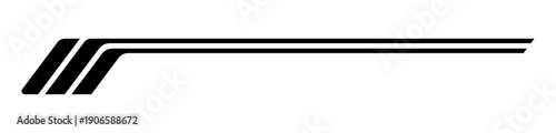 Triple line racing stripe accent with sharp angle cut, modern motorsport divider for automotive branding and digital UI layouts, transparent background
