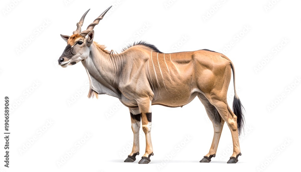 Obraz premium Common eland standing on white background
