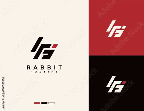 minimalist rabbit logo design. bold line design. rabbit letter logo