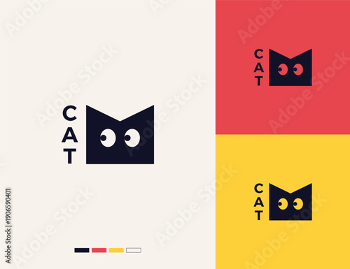 Simple cute cat face logo. Cat logo. Pet shop logo