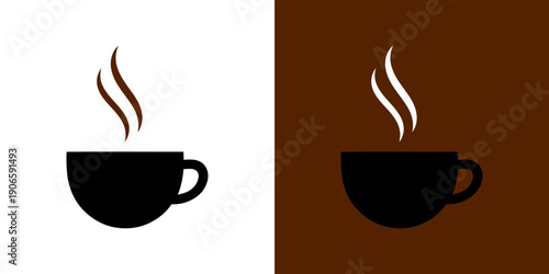Coffee cup logo icon. Cafe shop sign and symbol. Minimalist espresso mug design. Vector illustration isolated on white background.