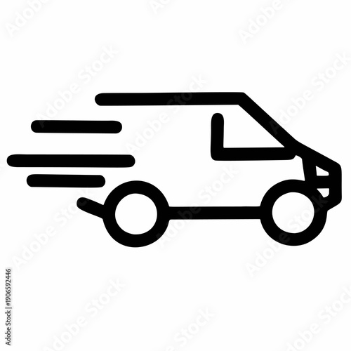 Fast delivery van icon representing quick shipping service.
