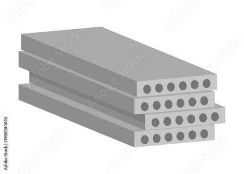 Modular hollowcore concrete panels configured for rapid installation, Stacked hollow concrete slabs with voids designed for efficient apartment floor construction