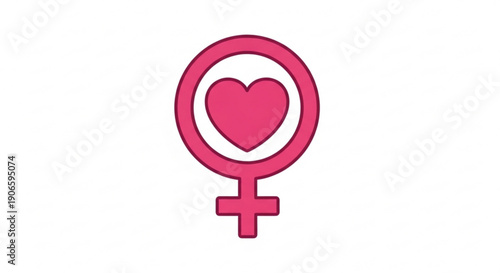 Pink female symbol with heart icon representing love and femininity in a simple modern design