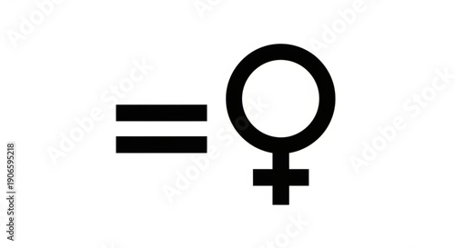 Equality symbol with female sign representing gender parity and feminism in a simple black design on white background