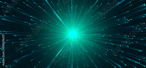 Digital technology futuristic internet network connection dark black background, green abstract cyber information communication, Ai big data science, innovation future tech line illustration vector 3d