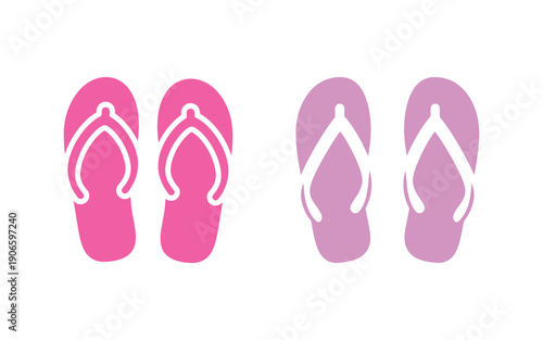 Flip flops icon in solid style, summer theme, beach slippers emblem on a white background, summer footwear symbol in glyph design for mobile and web applications. Vector graphics.