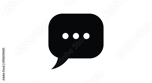 Simple black speech bubble icon with three ellipsis points inside