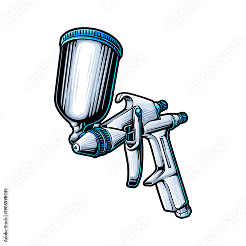 Paint Spray Gun Tool Vector Illustration Isolated on White Background