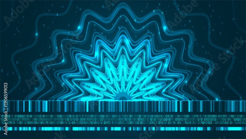 Abstract technology big data visualization. Innovation future data. Digital circles of particles. Graphic concept for your design