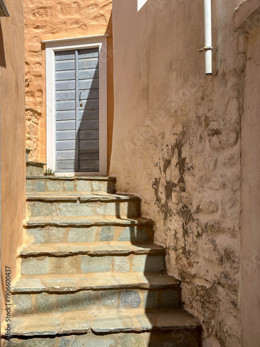 Cuadro en lienzo staircase in the old house with light blue dor
