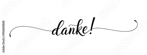 Danke lettering in elegant calligraphy with decorative swash