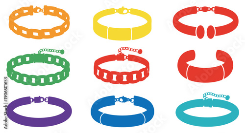 Colorful bracelets arranged in a grid showcasing various hues and styles