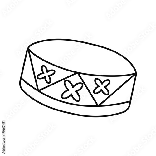 Muslim Cap Coloring Page Vector Illustration for Kids Educational Activities
