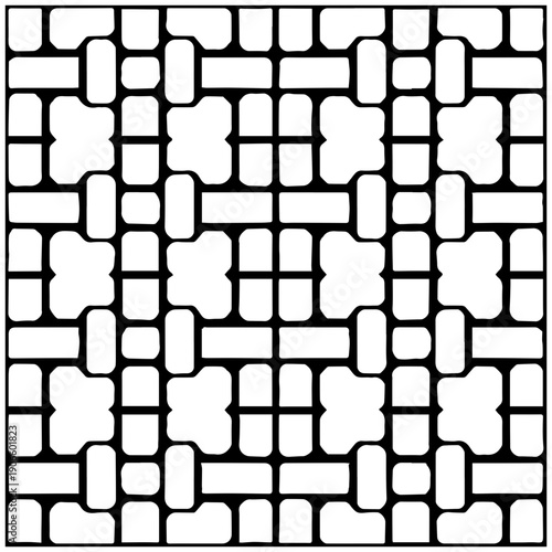 Interlocking jigsaw pavement made of concrete paver blocks in a seamless pattern on a white background