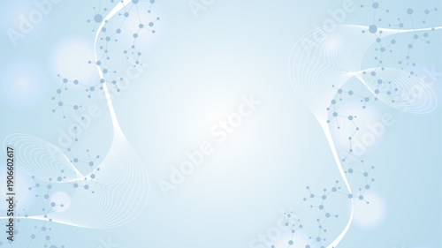 Structure molecule and communication. Dna, atom, neurons. Scientific concept for your design. Connected lines with dots. Medical, technology, chemistry, science background. Vector illustration