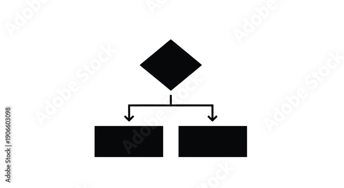 Simple flowchart with a diamond shape and two rectangular boxes