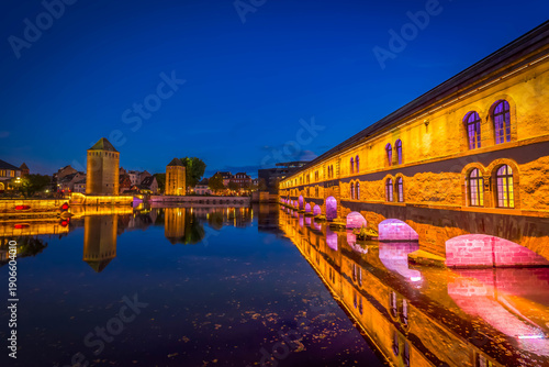 medieval bridge Ponts Couverts and barrage Vauban of Strasbourg, France