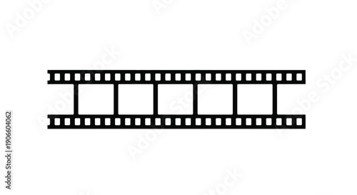 A simple black and white illustration of a film strip on white