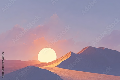 A sunset over a mountain range